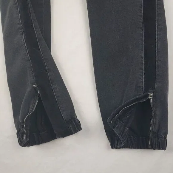 Paige Mayslie Jogger Womens 27* Faded Black Velvet Inset Side Seam Tuxedo Stripe - Picture 6 of 14